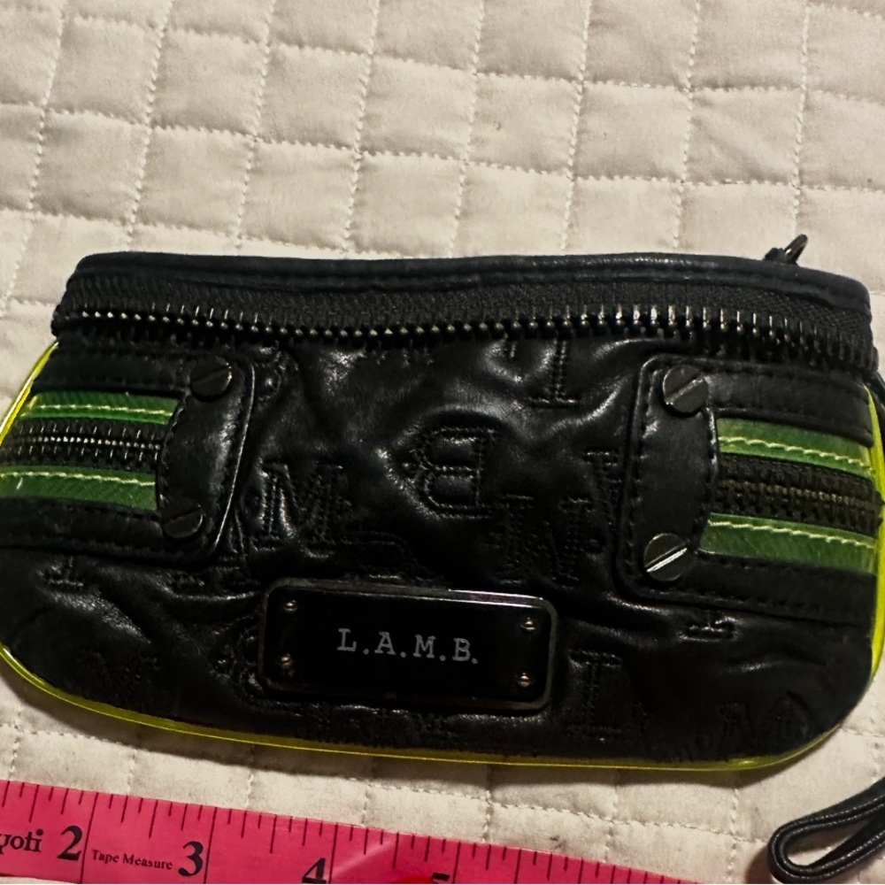 L.A.M.B. Black and Green coin purse super rare slightly  used.